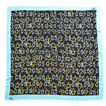 Gucci Modal Silk GucciGhost Print Shawl Black Multicolor 3 of 5