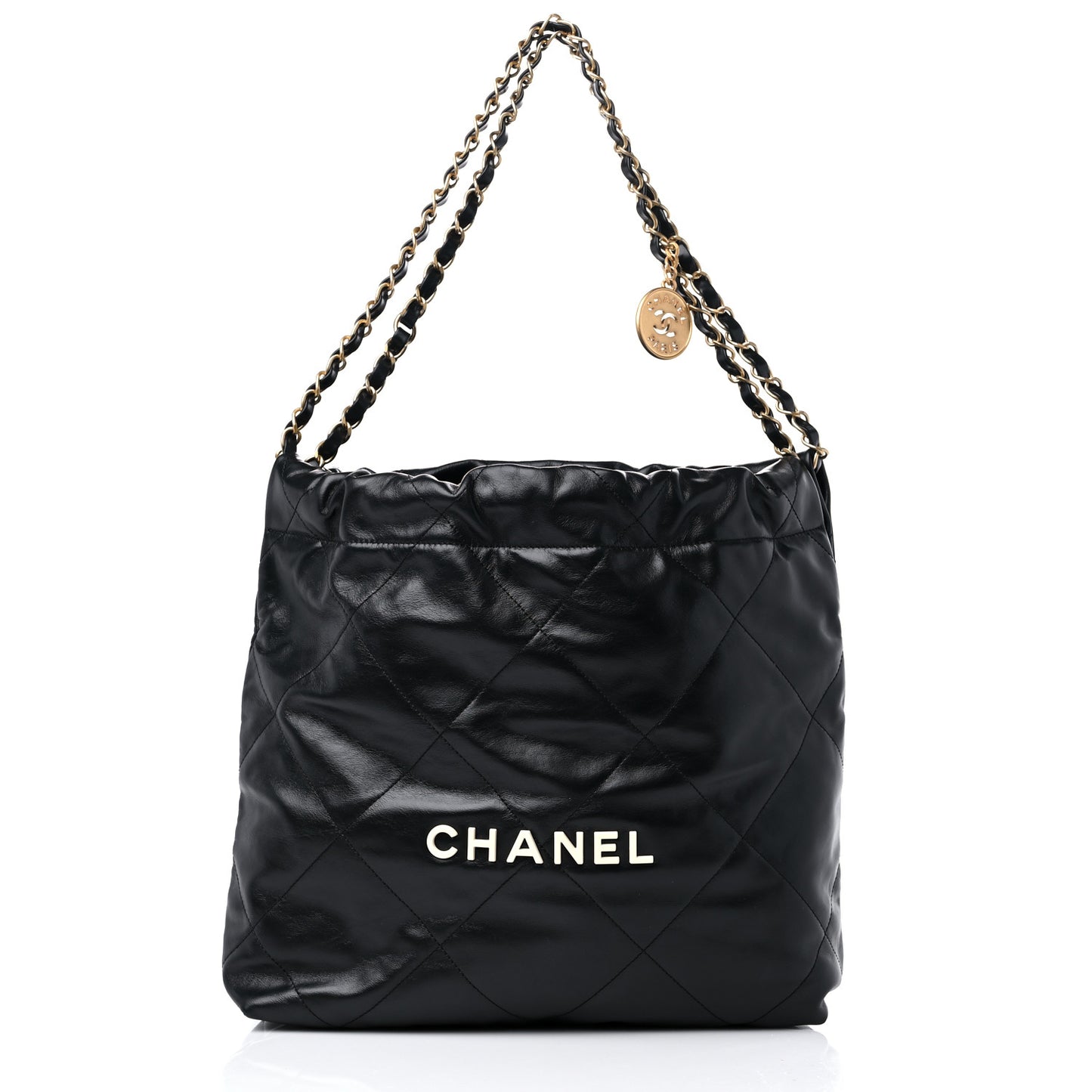 Calfskin Quilted Small Chanel 22 Black