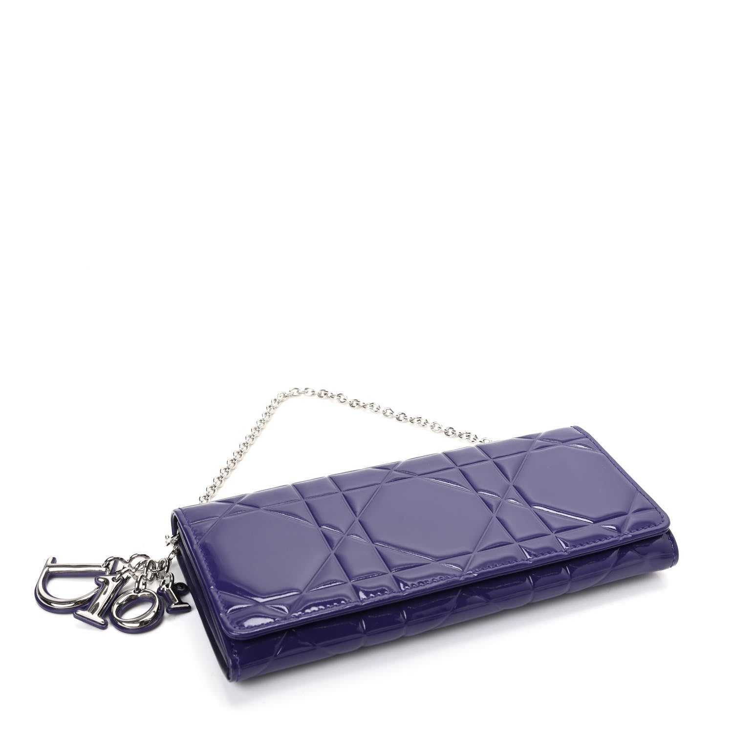 Christian Dior Patent Cannage Rendez-vous Chain Wallet Violet 4 of 7