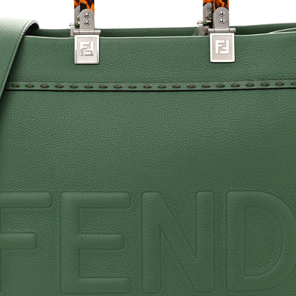 Fendi Vitello Cher Plexiglass Logo Debossed Medium Fendi Sunshine Shopper Tote Verde Islanda 8 of 11