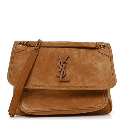 Saint Laurent Suede Monogram Medium Niki Chain Satchel Cinnamon 1 of 10
