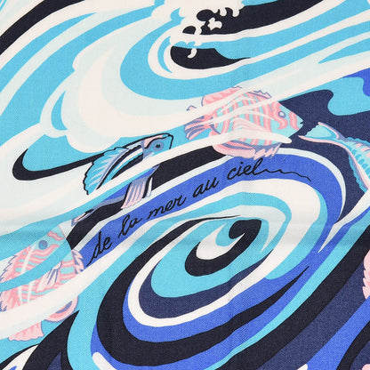 Hermes Cashmere Silk De La Mer Au Ciel Shawl 140 Marine Rose Turquoise 4 of 5