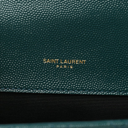 Saint Laurent Grain De Poudre Textured Mixed Matelasse Triquilt Small Monogram Satchel Sea Turquoise 10 of 11
