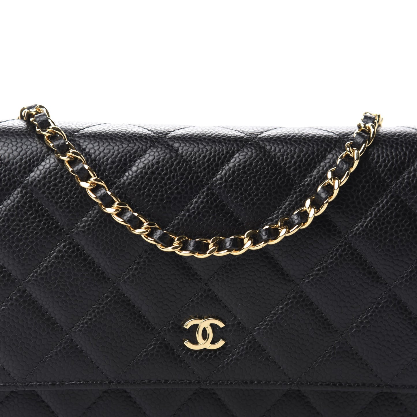 Caviar Quilted Wallet On Chain WOC Black