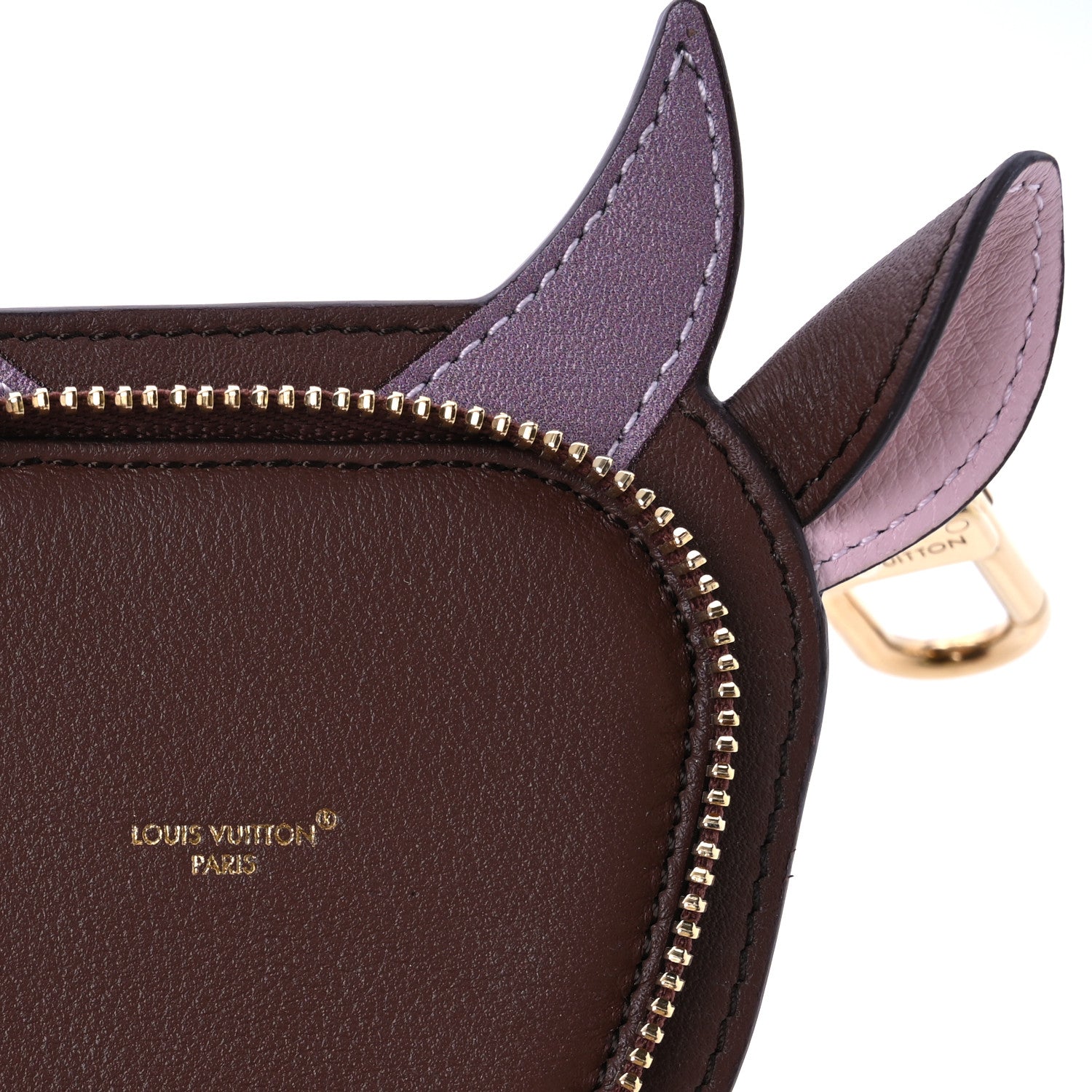 Louis Vuitton Monogram Calfskin LV Cow Pouch Bag Charm Brown 5 of 5
