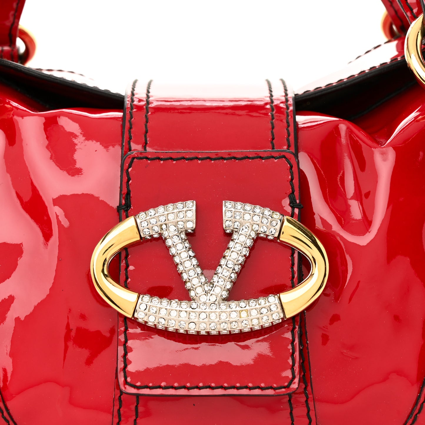 Grained Calfskin Catch Satchel Red