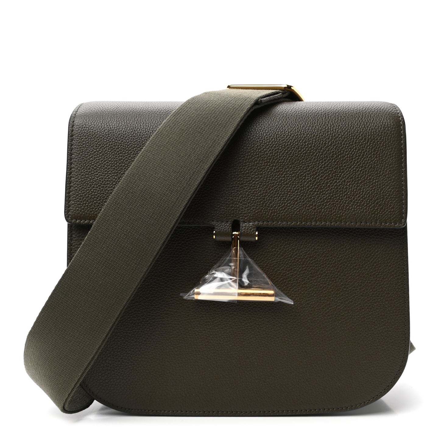 Calfskin Large T Clasp Tara Crossbody Bag Military Green