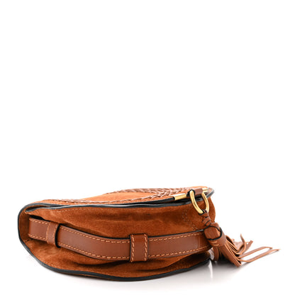 Chloe Suede Calfskin Braided Mini Marcie Round Crossbody Bag Caramel 4 of 10