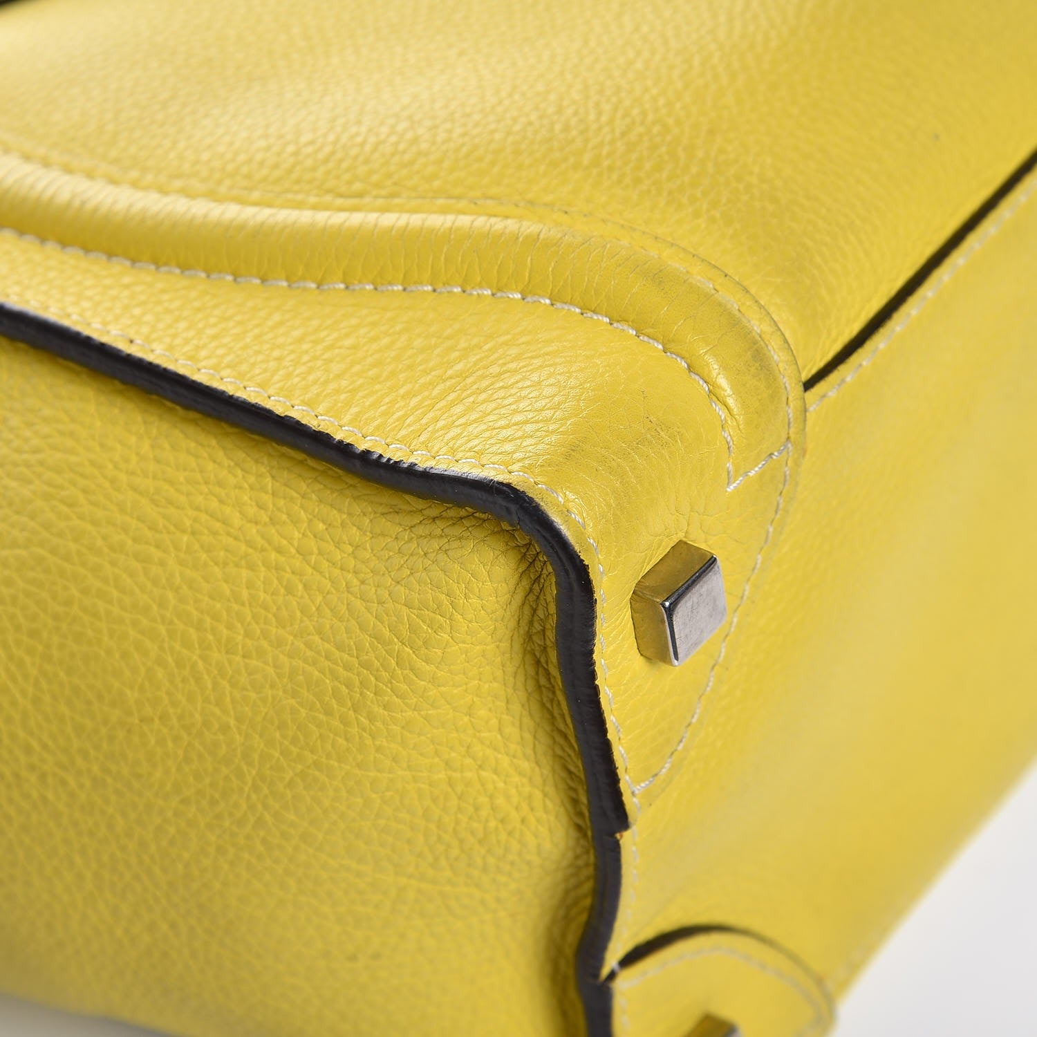 Celine Drummed Calfskin Micro Luggage Citron 14 of 19