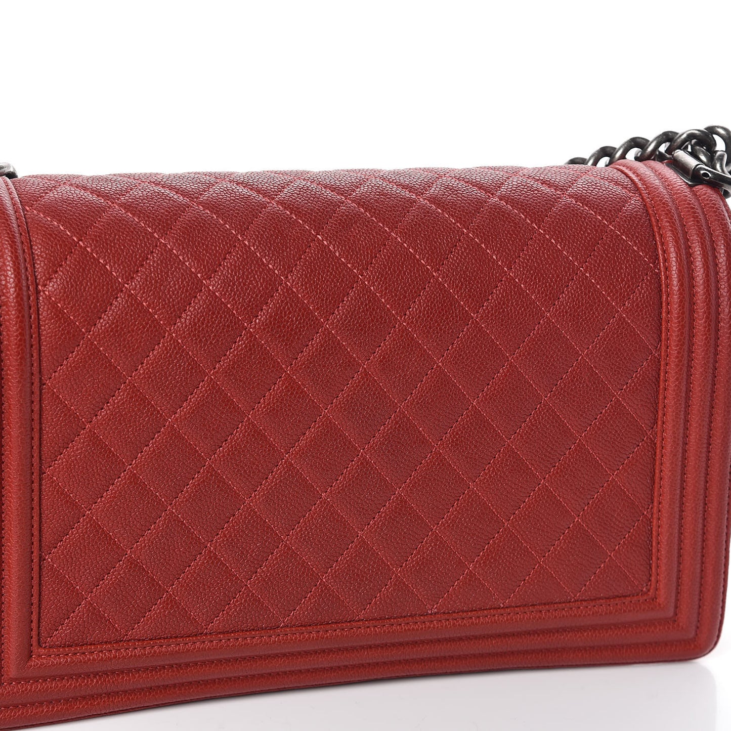 Caviar Quilted New Medium Boy Flap Dark Red
