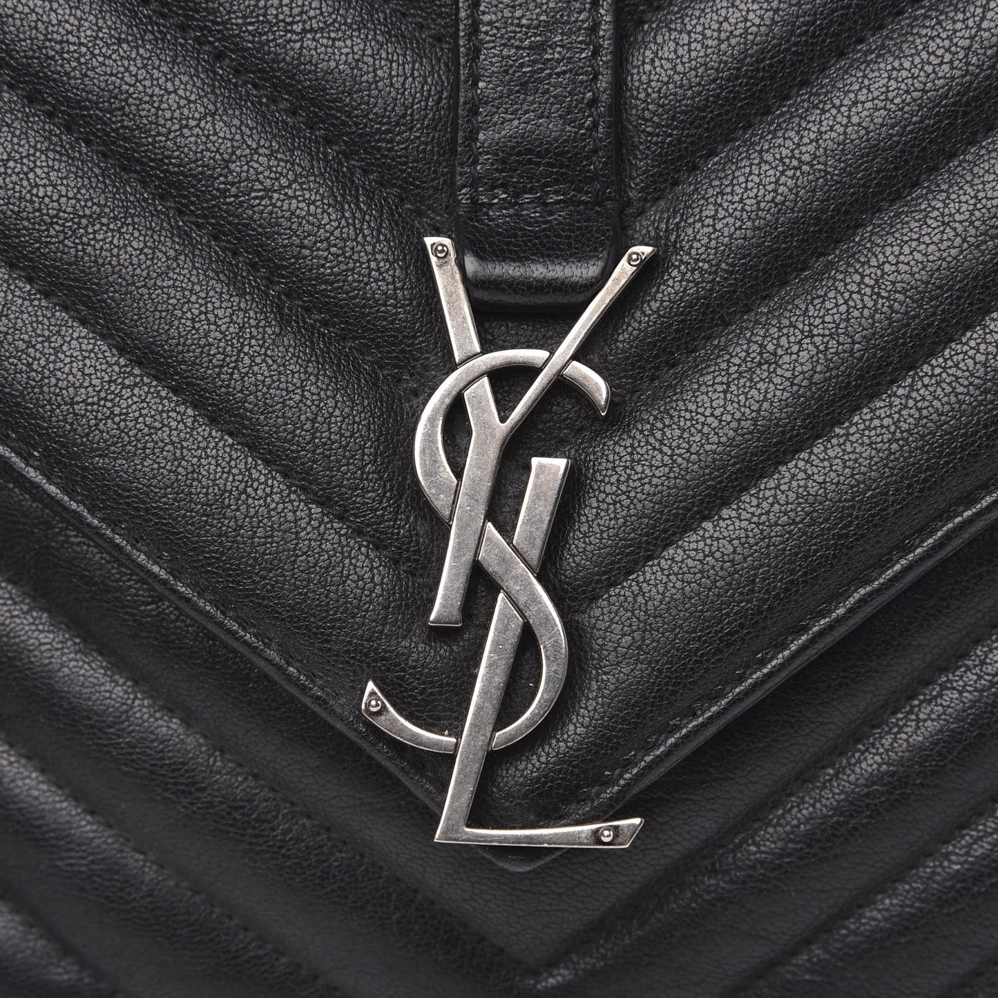 Sheepskin Matelasse Chevron Monogram Medium College Bag Black