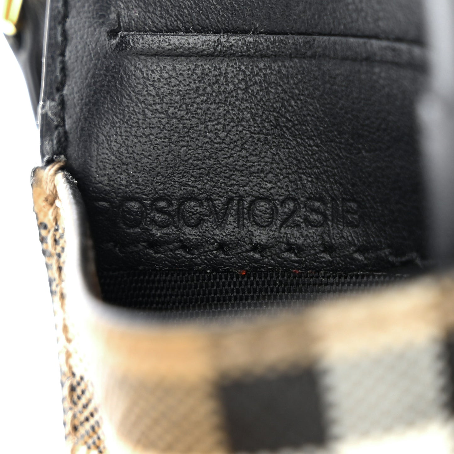 Check Calfskin Zip Card Case Holder Black