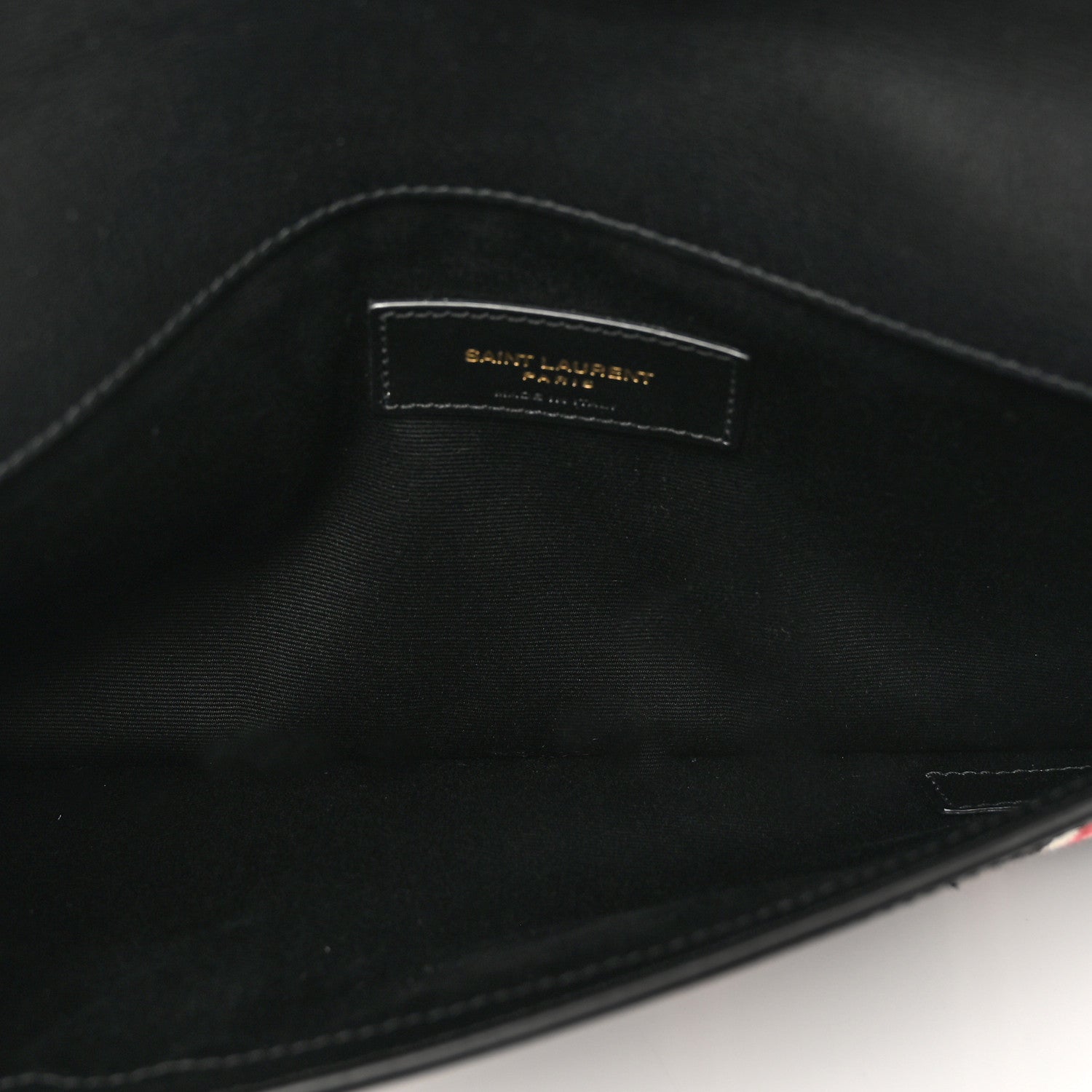 Saint Laurent Canvas Striped Uptown Pouch Red Black 5 of 7