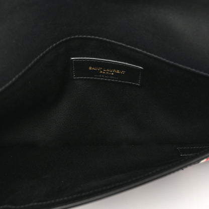 Saint Laurent Canvas Striped Uptown Pouch Red Black 5 of 7