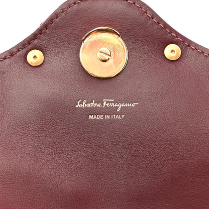 Salvatore Ferragamo SALVATORE FERRAGAMO Calfskin Quilted Gancini Mini Bag Burgundy 6 of 12