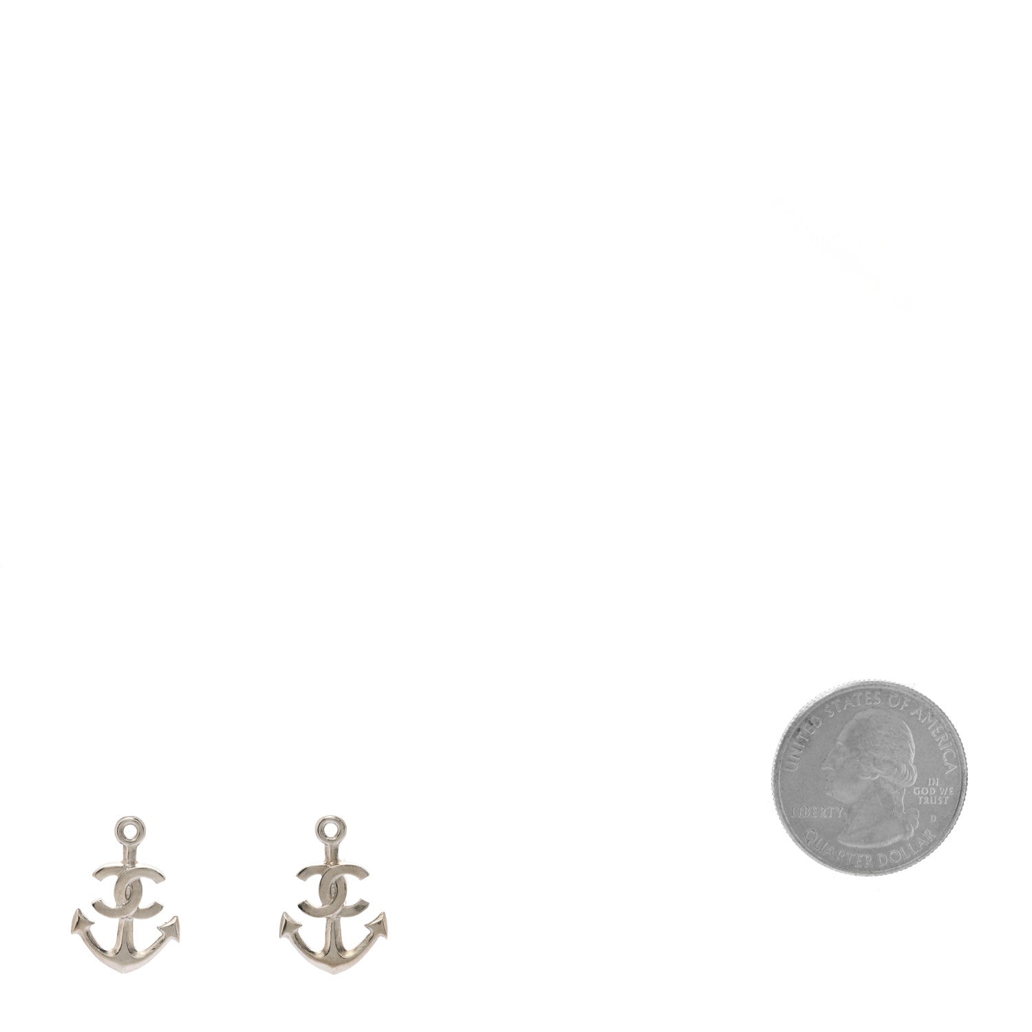 Chanel Metal Anchor CC Earrings Silver 2 of 5