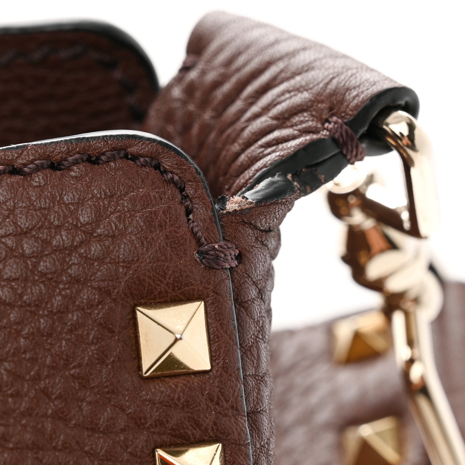 Valentino Garavani Pebbled Calfskin Large Rockstud Flip-Lock Messenger Bag Brown 11 of 12