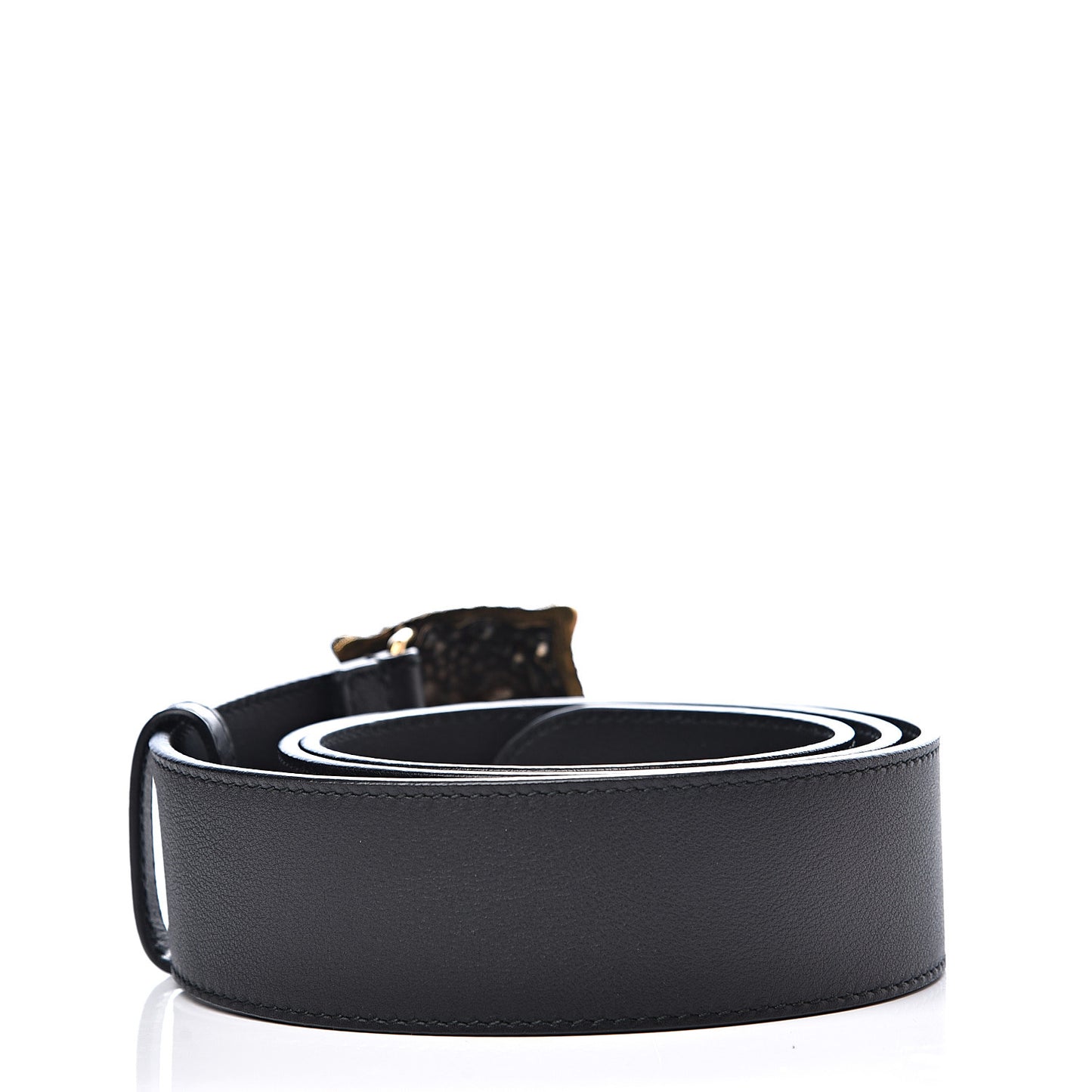 Calfskin Crystal Tiger Head Buckle Belt 85 34 Black