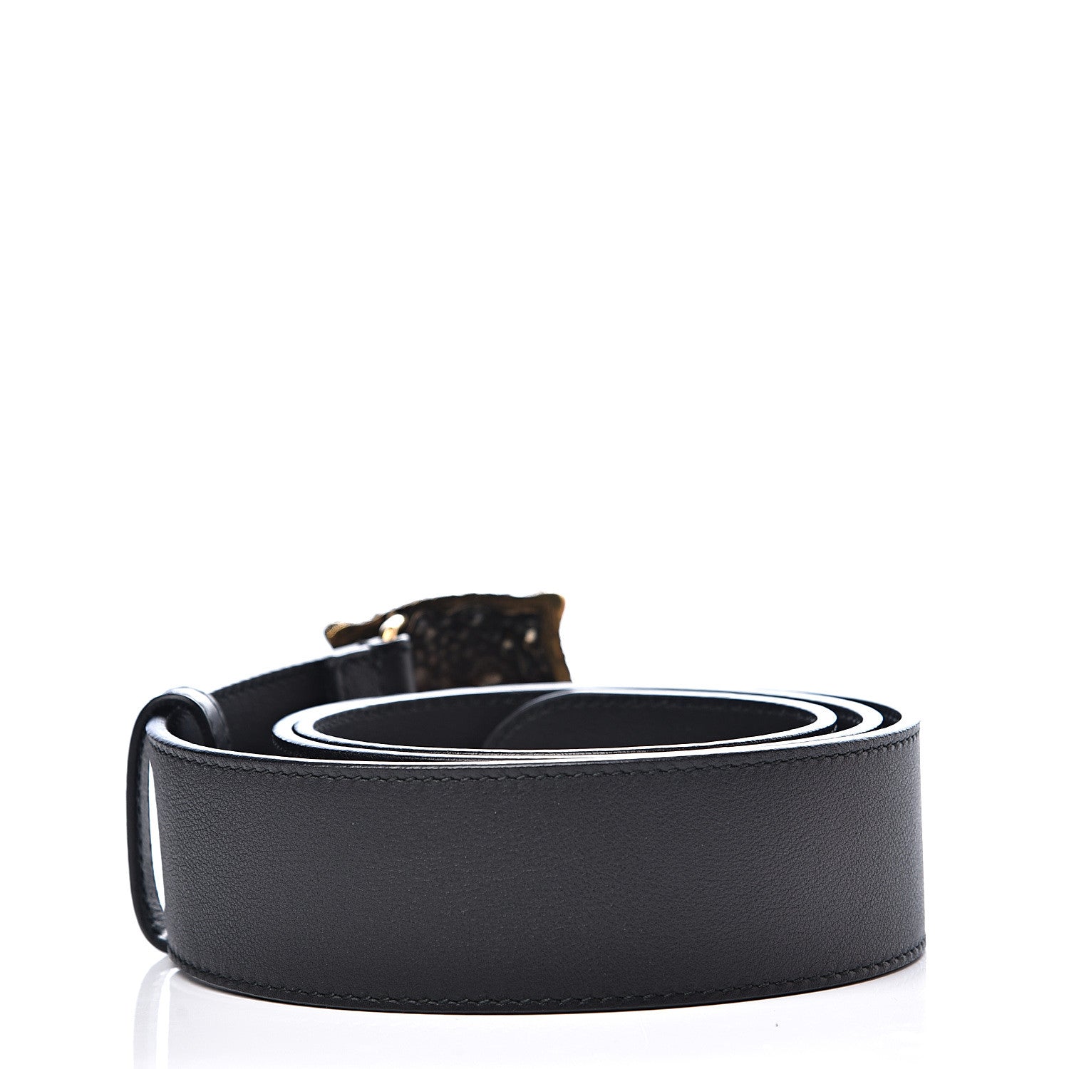 Gucci Calfskin Crystal Tiger Head Buckle Belt 85 34 Black 2 of 4