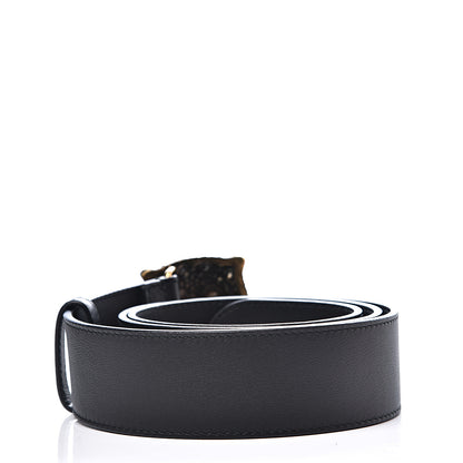 Gucci Calfskin Crystal Tiger Head Buckle Belt 85 34 Black 2 of 4
