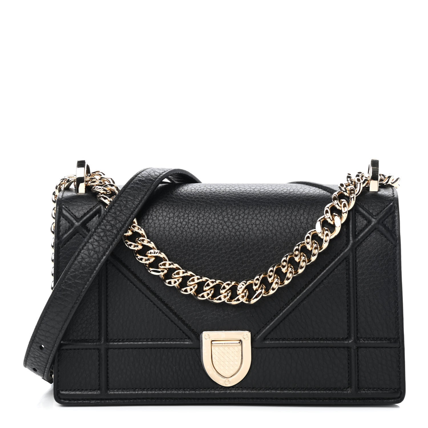 Christian Dior Grained Calfskin Small Diorama Flap Bag Black 1 of 8