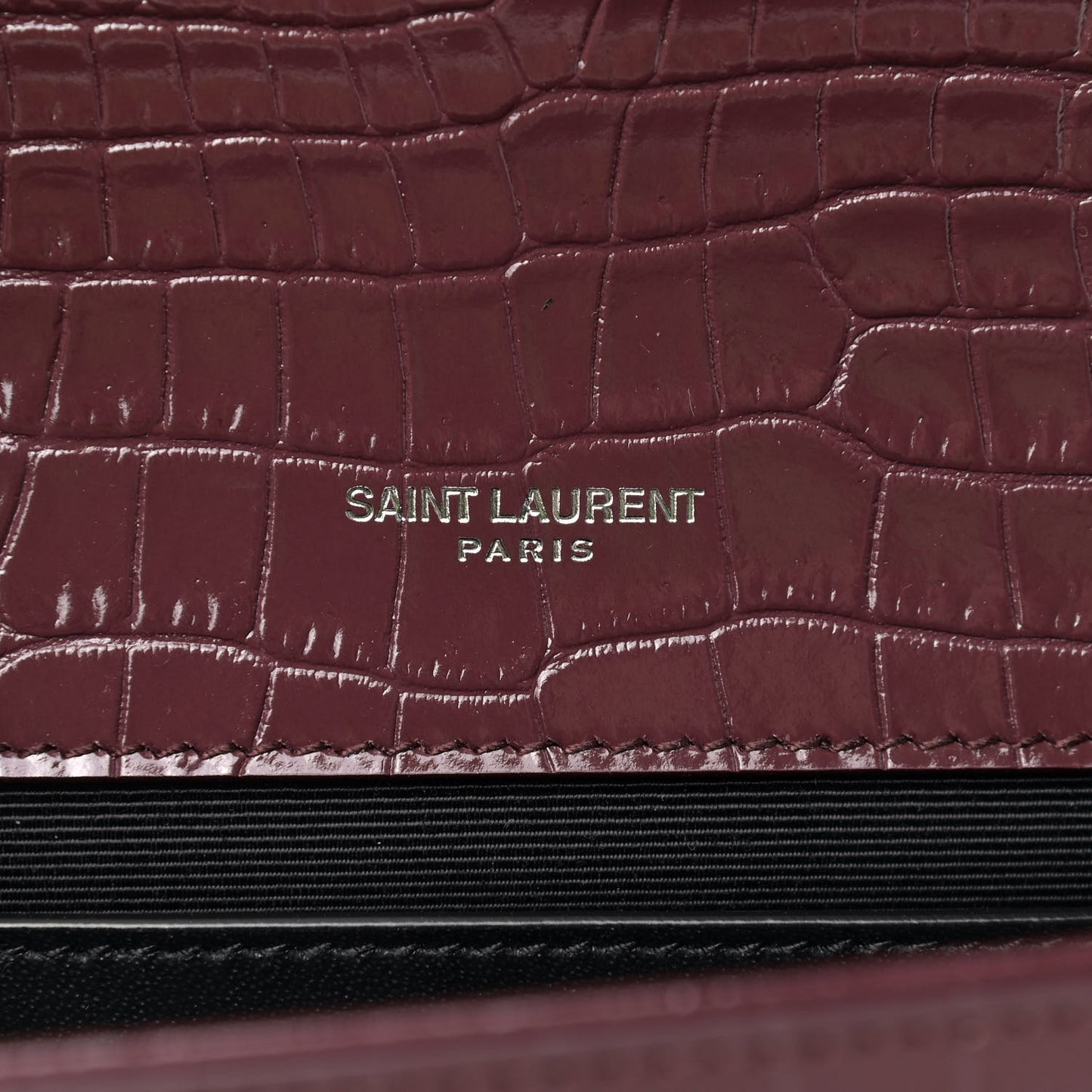 Calfskin Crocodile Embossed Small Classic Monogram Kate Tassel Satchel Palissandre