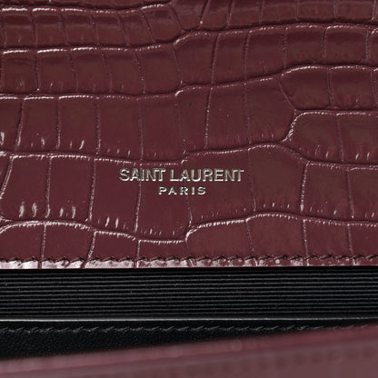 Saint Laurent Calfskin Crocodile Embossed Small Classic Monogram Kate Tassel Satchel Palissandre 6 of 8