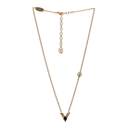Louis Vuitton Crystal Enamel The Great Essential V Necklace Gold Black 3 of 7