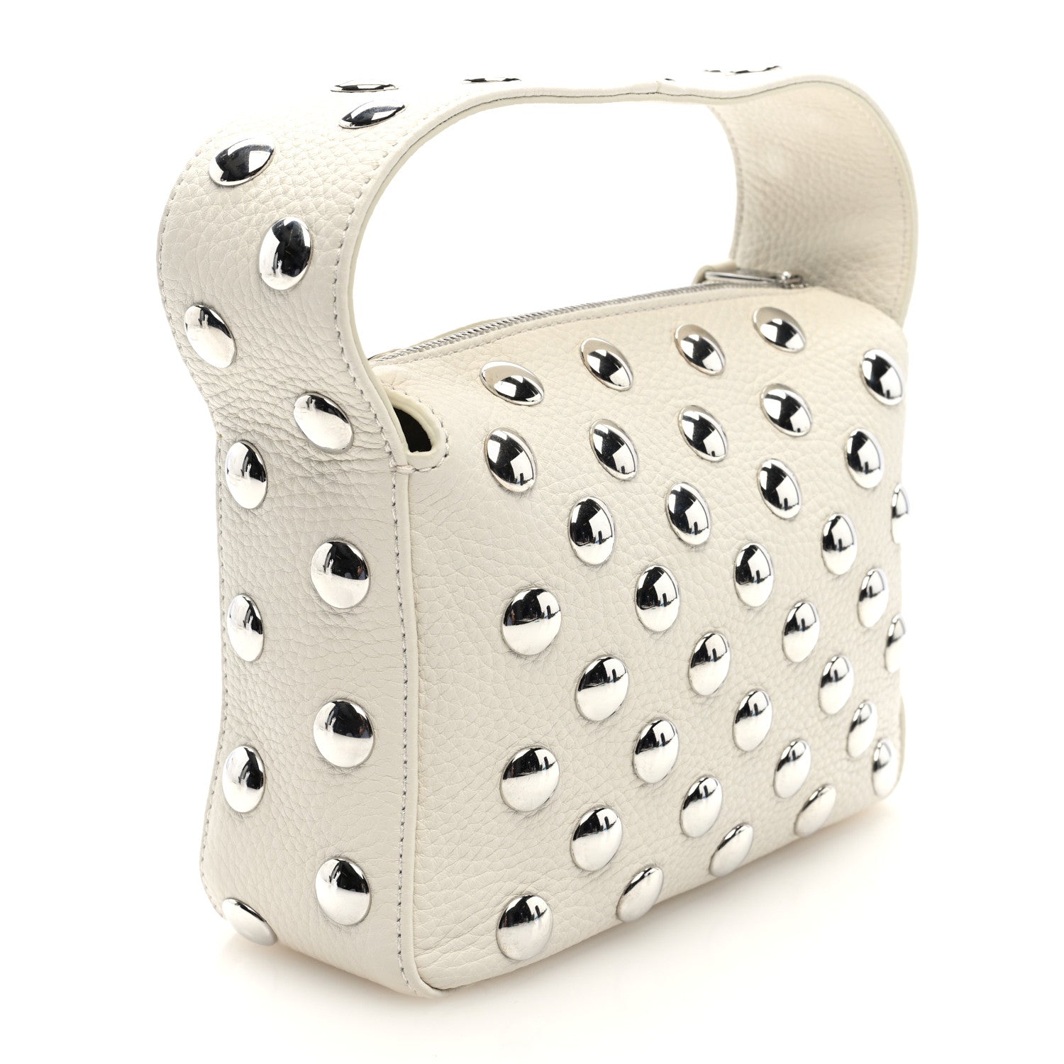 Khaite Pebbled Sport Calfskin Studded Small Elena White 3 of 9