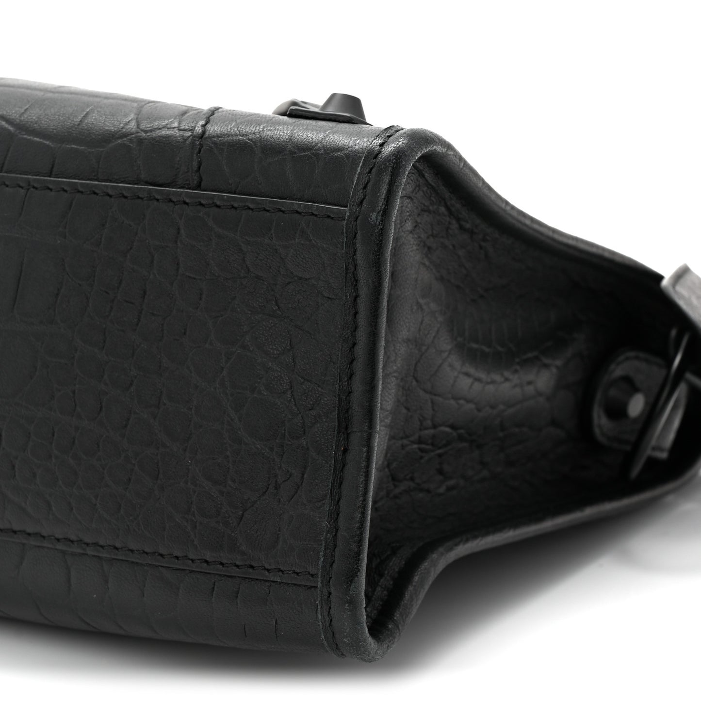 Matte Supple Lambskin Crocodile Embossed Classic Black Hardware S City Black