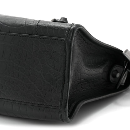 Balenciaga Matte Supple Lambskin Crocodile Embossed Classic Black Hardware S City Black 10 of 10