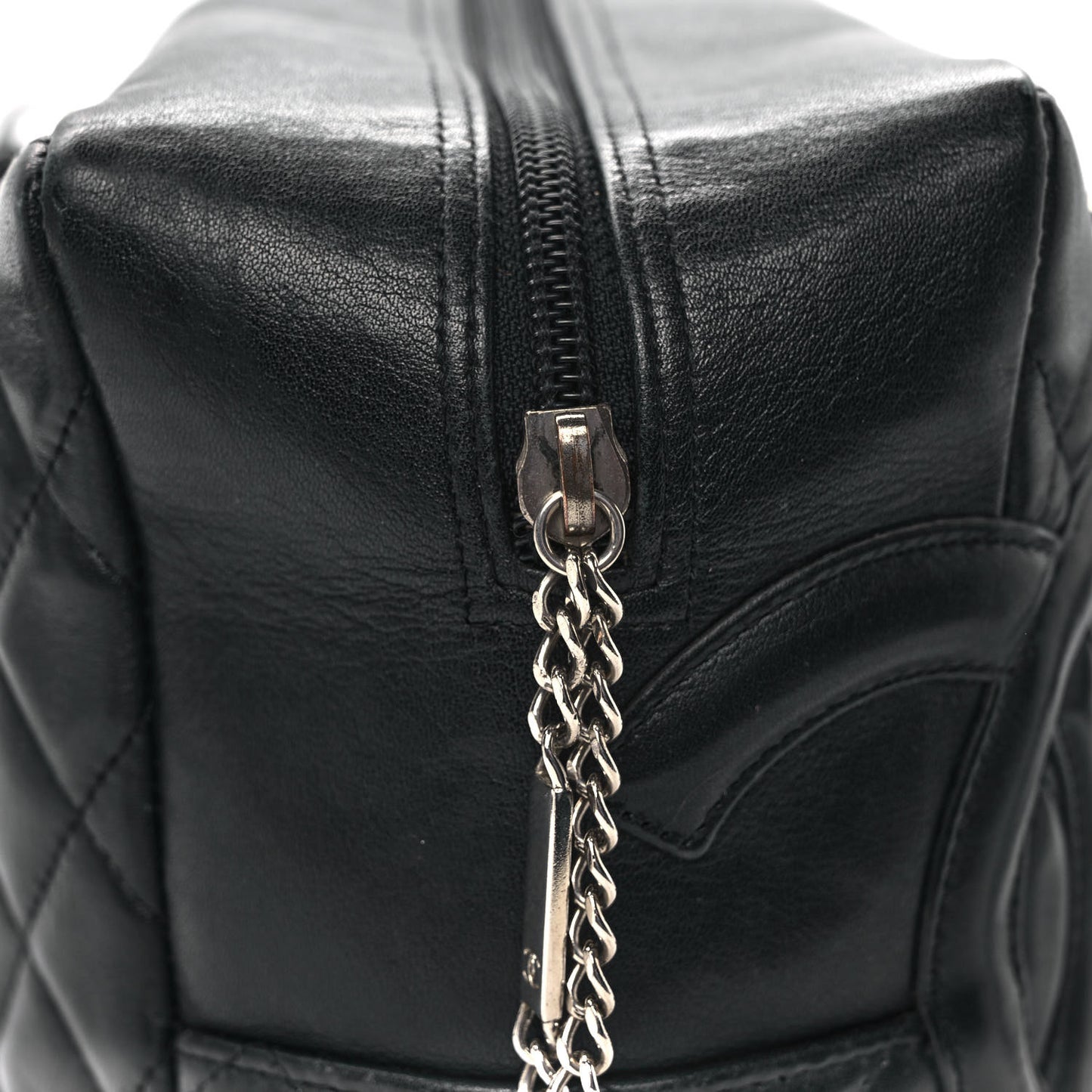Calfskin Quilted Large Cambon Bowler Black