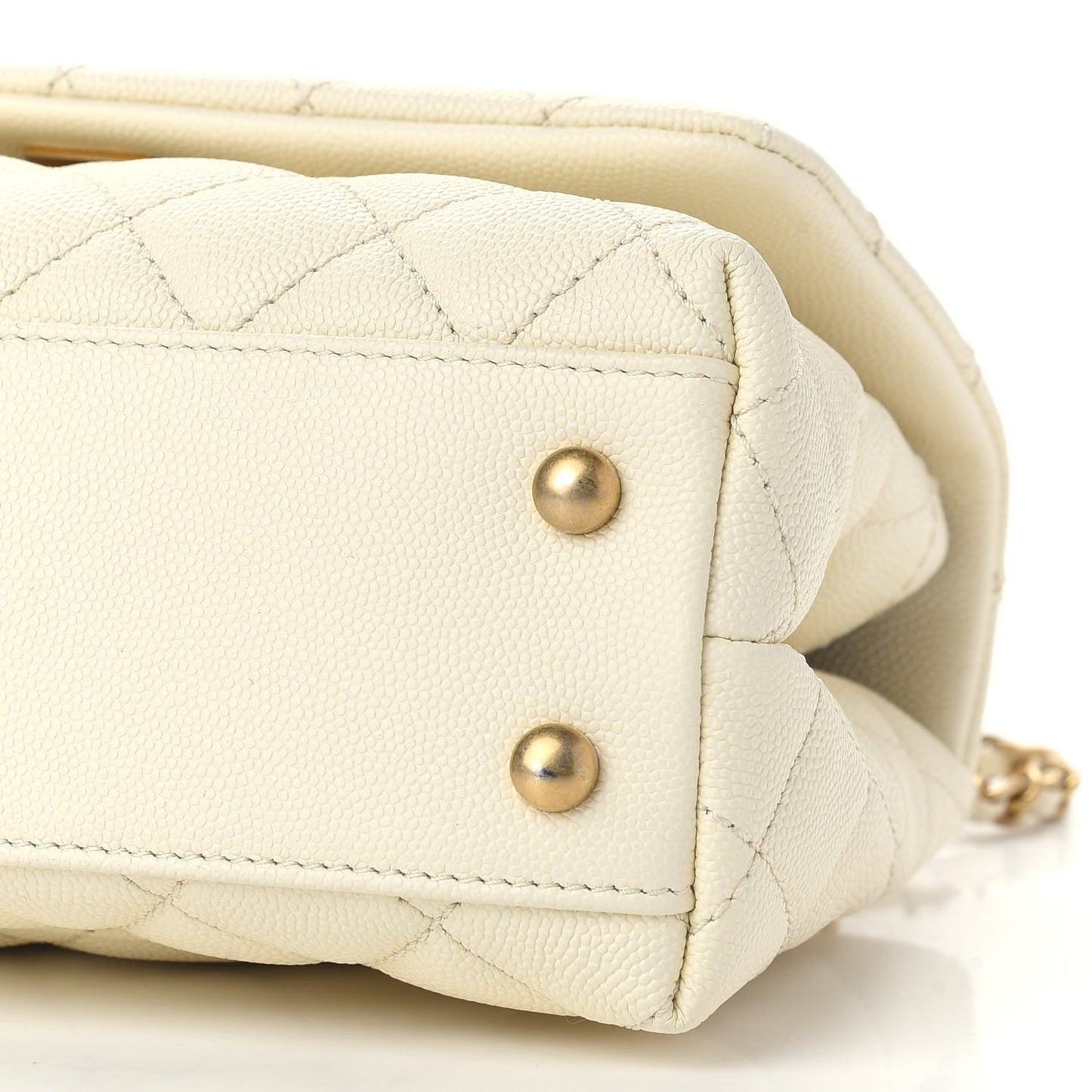 Caviar Elaphe Quilted Mini Coco Handle Flap Ivory