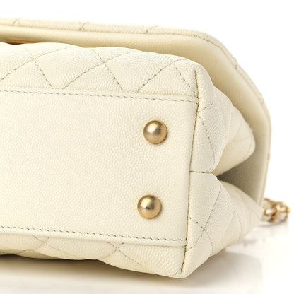 Chanel Caviar Elaphe Quilted Mini Coco Handle Flap Ivory 9 of 10