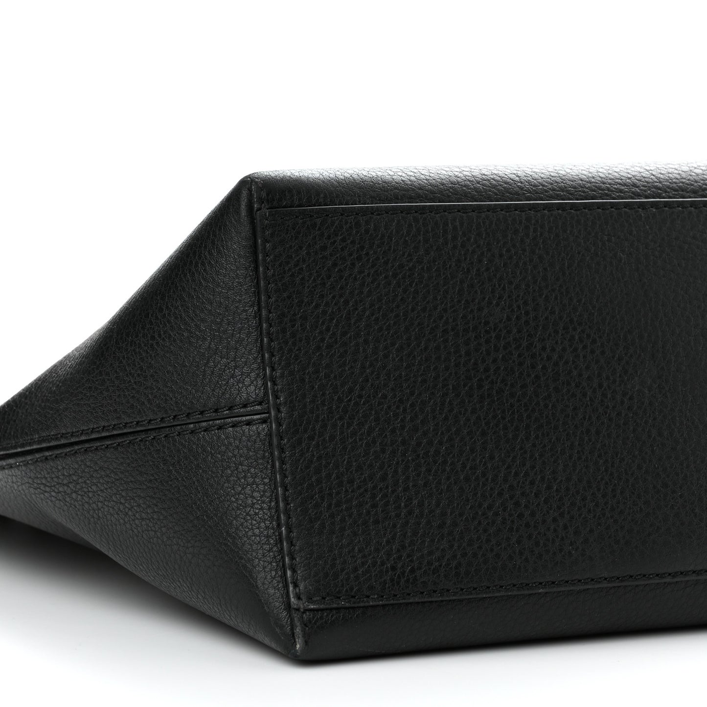 Grained Calfskin Rockstud Shoulder Tote Black