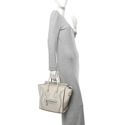 Celine Satin Calfskin Micro Debossed Luggage White 2 of 15