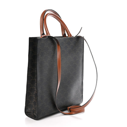 Celine Triomphe Canvas Calfskin Small Vertical Cabas Tan 3 of 10