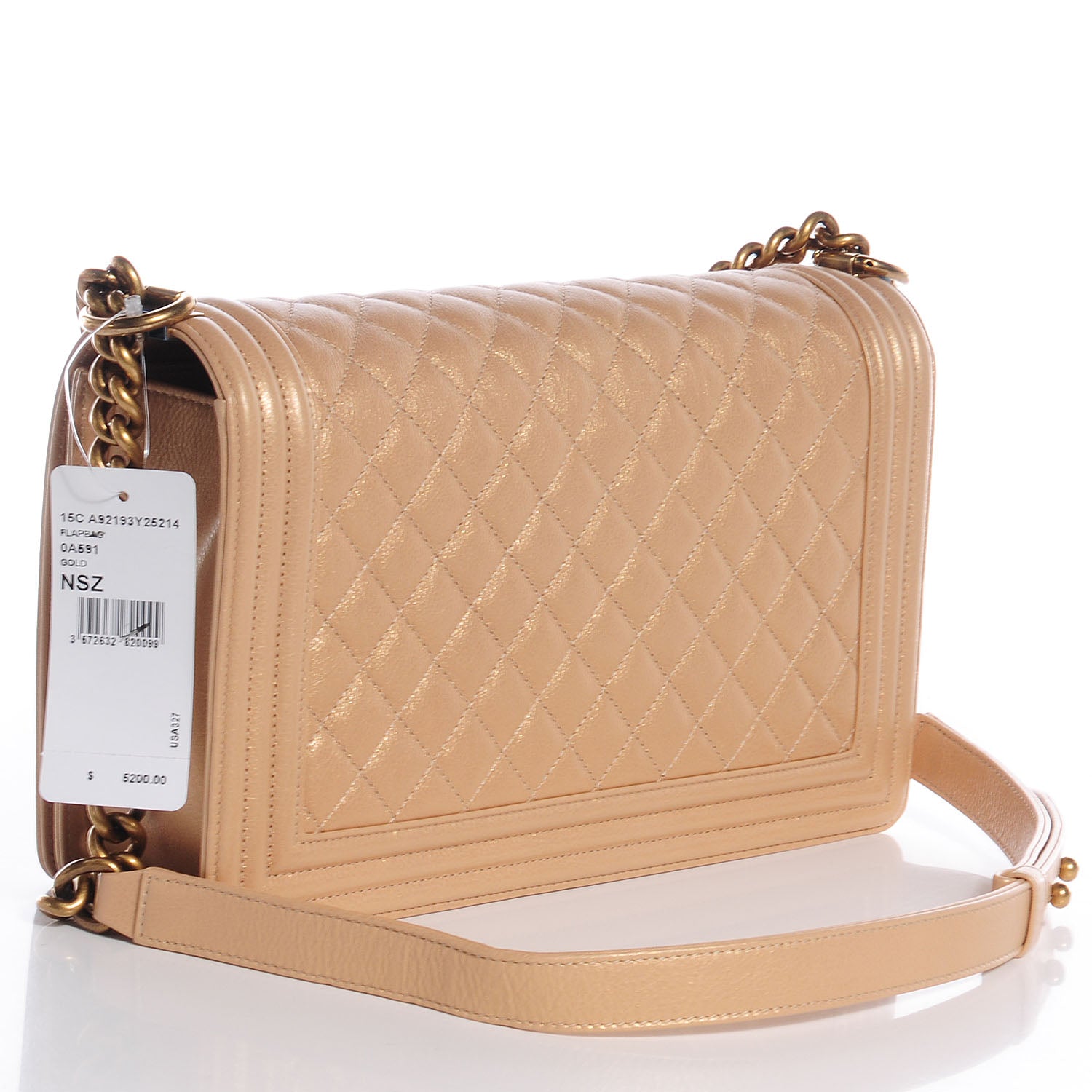 Chanel Pearl Calfskin New Medium Boy Flap Gold 3 of 9