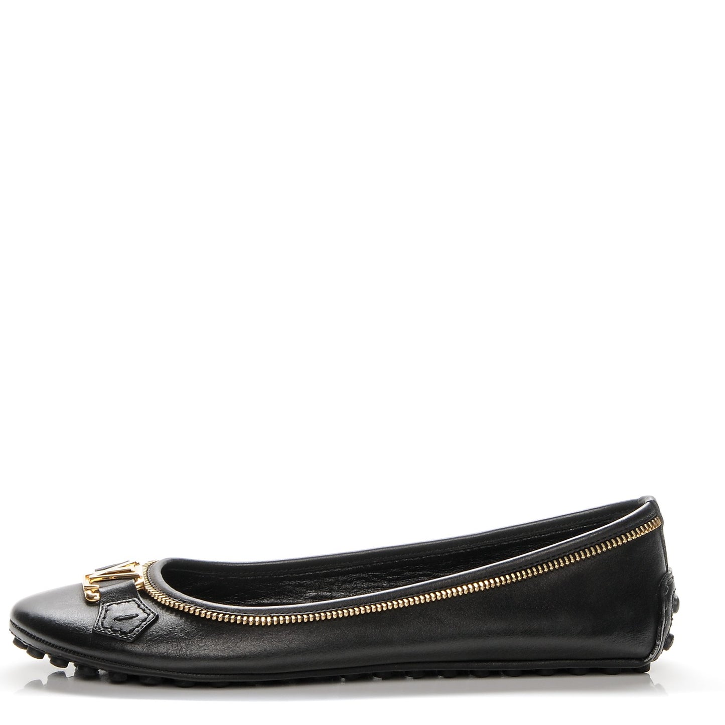 Calfskin Zip Oxford Ballerina Flats 39 Black