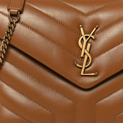 Saint Laurent Calfskin Y Quilted Monogram Small Loulou Chain Satchel Dark Natural 7 of 12