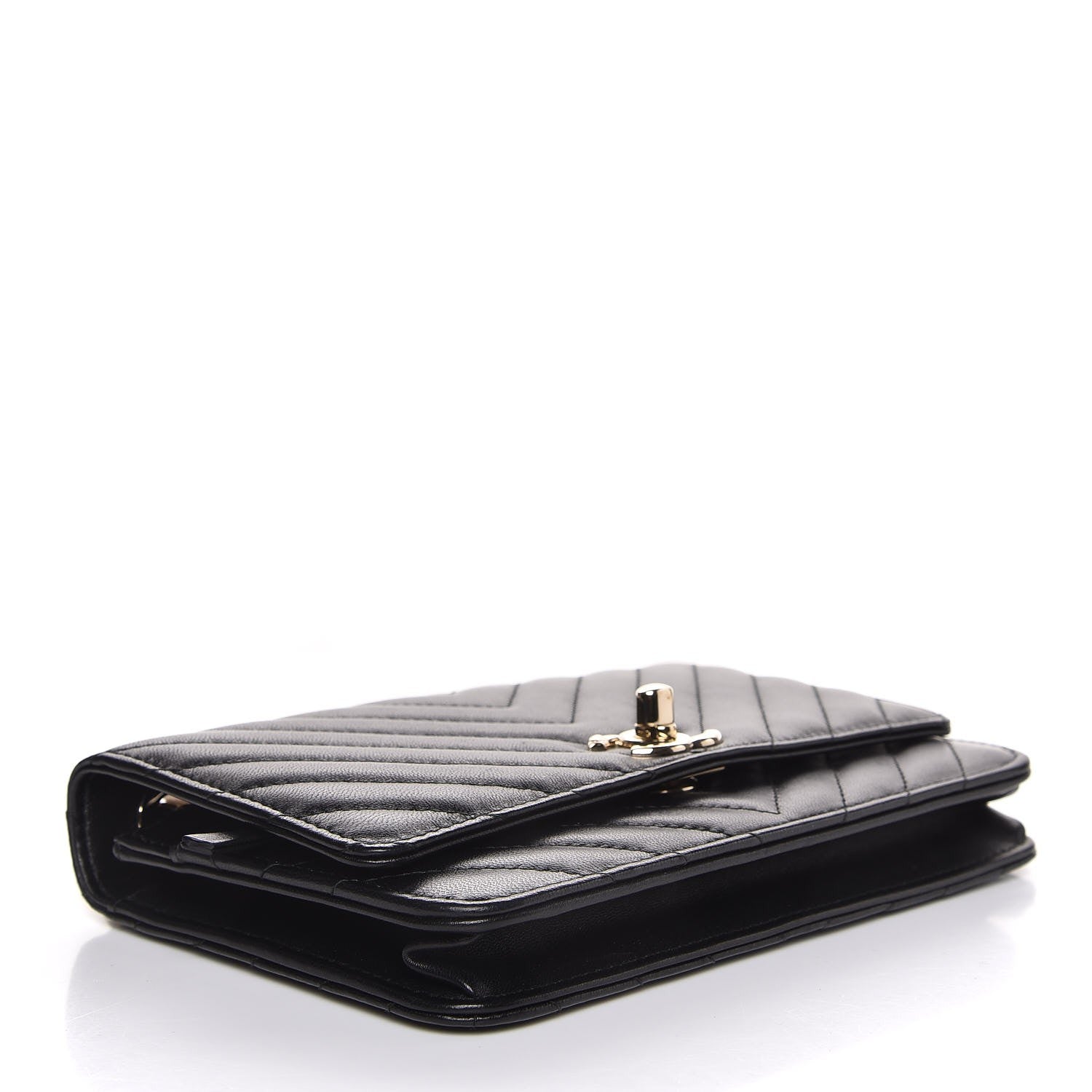 Chanel Lambskin Chevron Quilted Trendy CC Wallet On Chain WOC Black 4 of 9