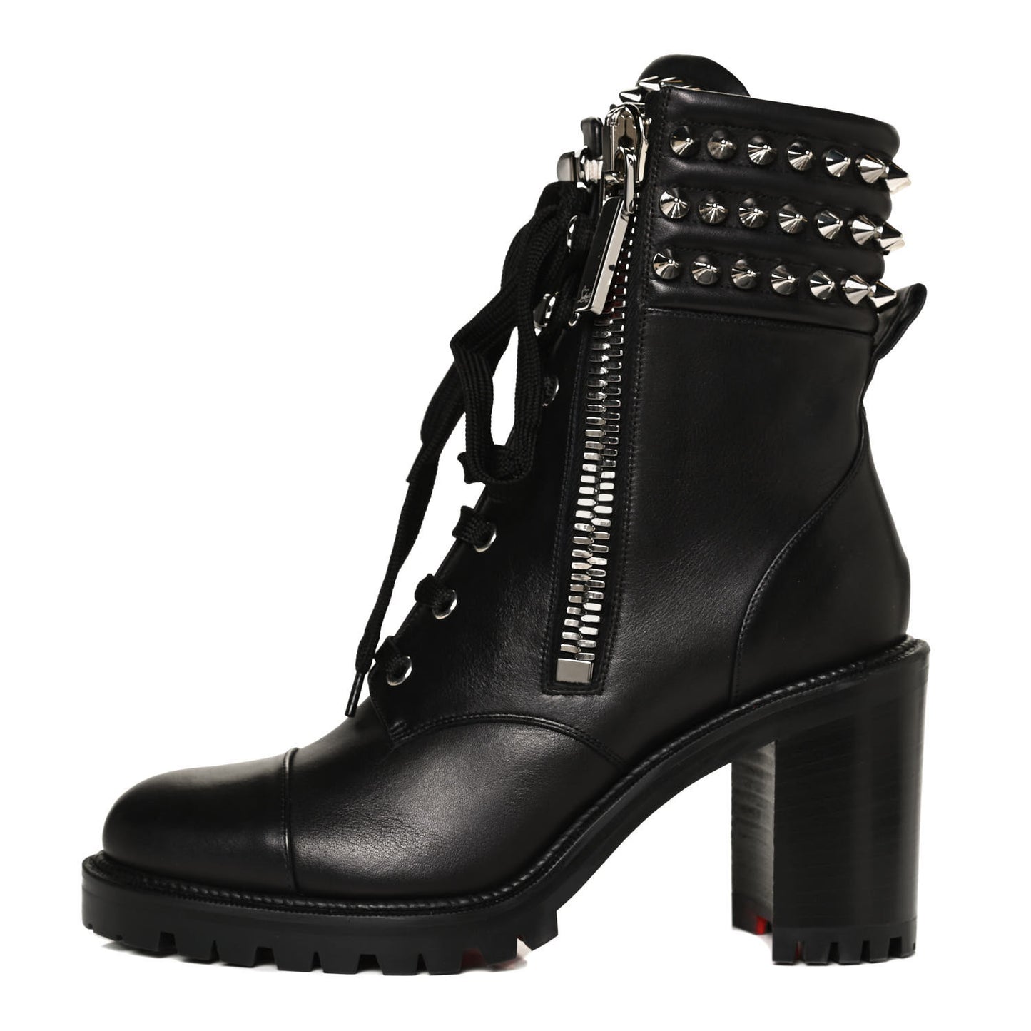 Calfskin Winter Spikes 70 Combat Boots 37 Black