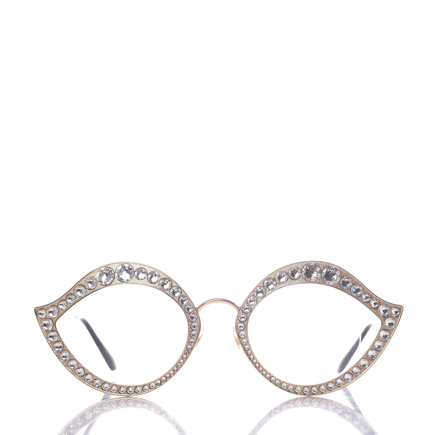 Gucci Metal Crystal Cat Eye Glasses GG0046/S Gold 2 of 7