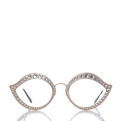 Gucci Metal Crystal Cat Eye Glasses GG0046/S Gold 2 of 7