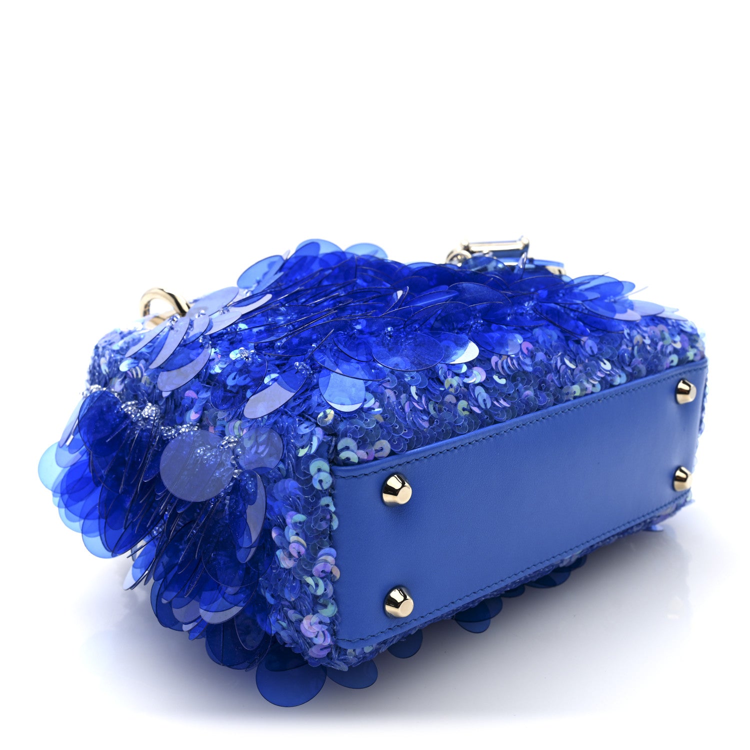 Christian Dior Satin Sequin Beaded Embroidered Mini Lady Dior Blue 4 of 9