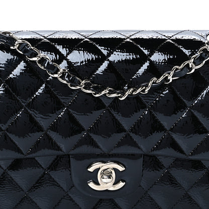 Chanel Distressed Patent Quilted Medium Double Flap Black 9 of 12