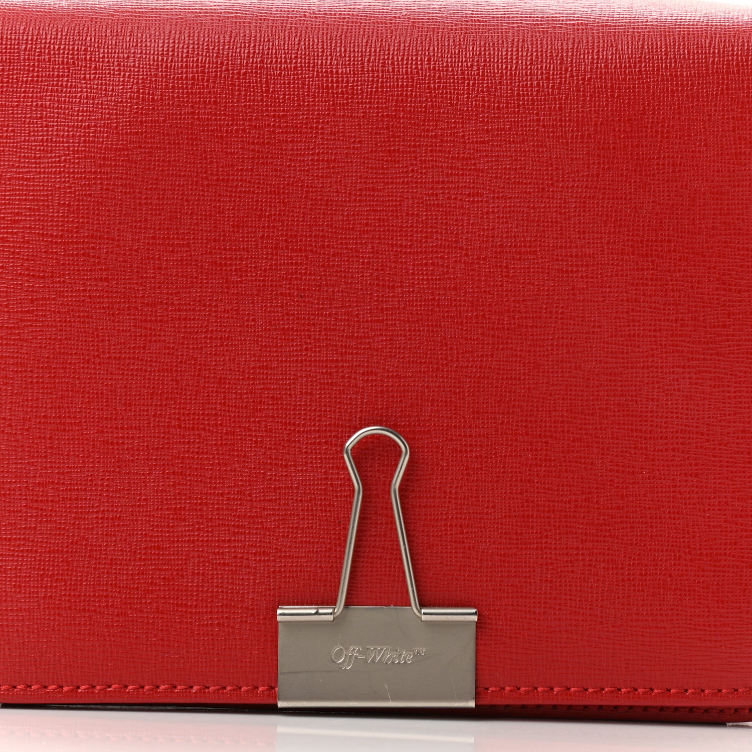 Off-White Calfskin Binder Clip Bag Red 8 of 10