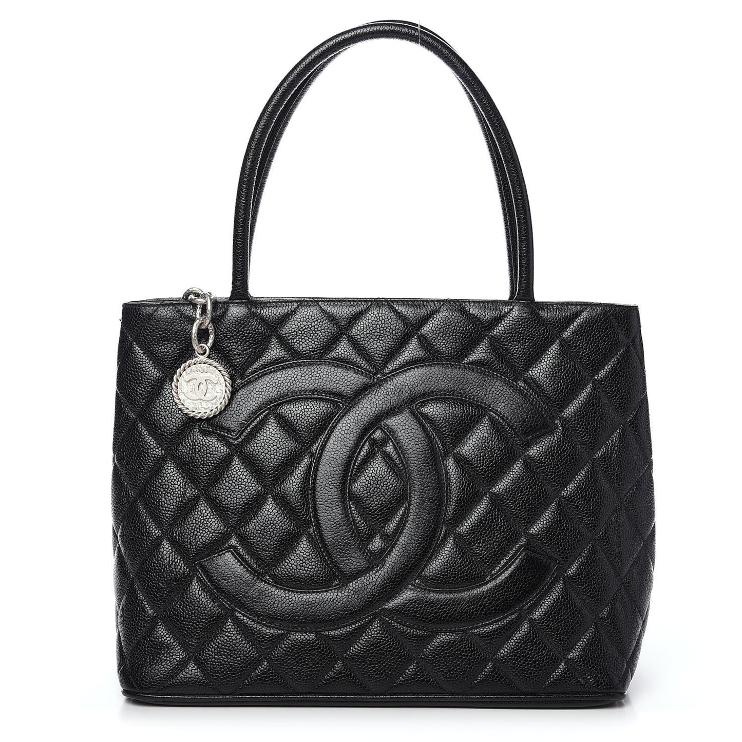 Caviar Quilted Medallion Tote Black