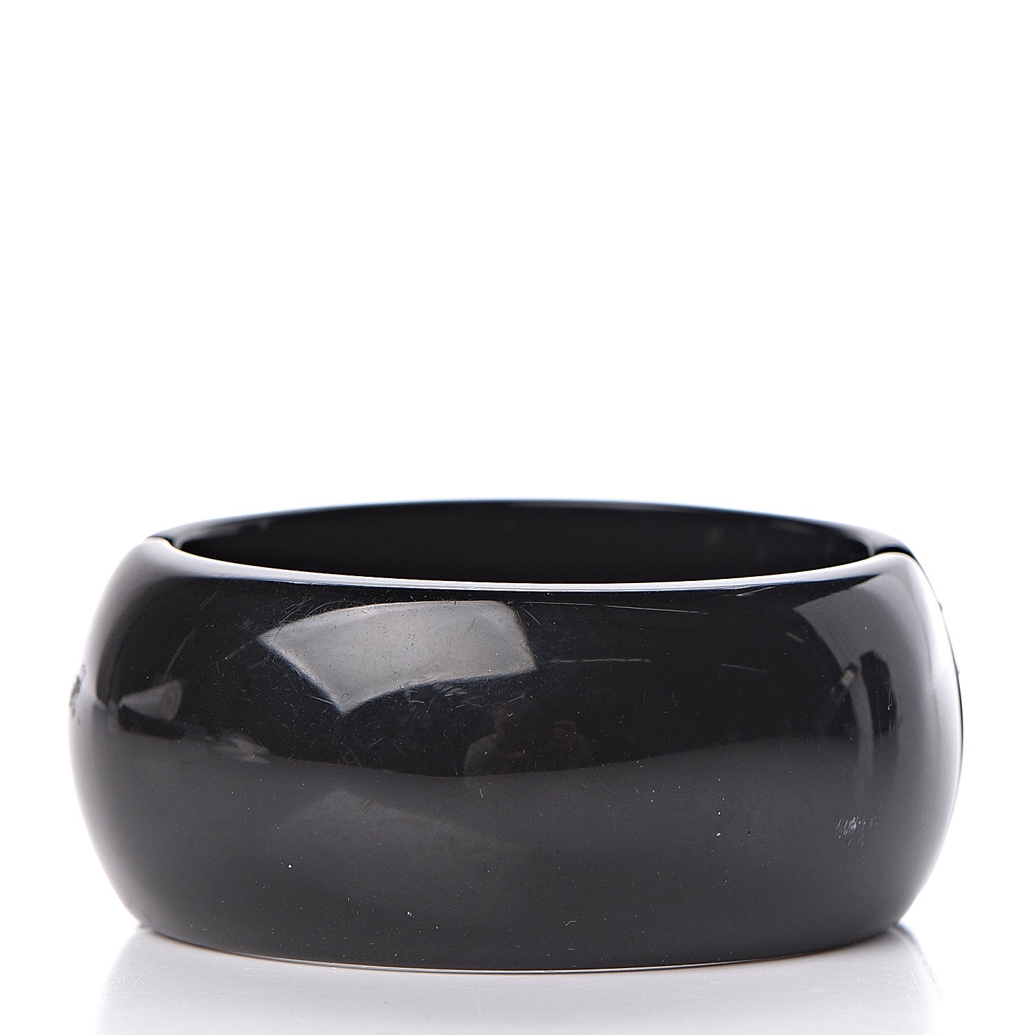 Chanel Resin Strass CC Cuff Bracelet Black 3 of 5