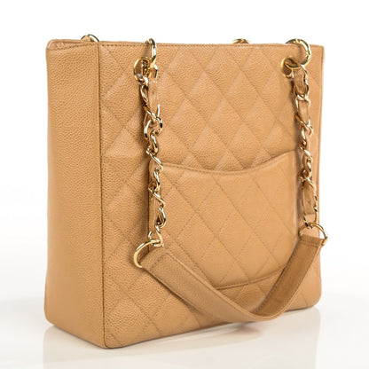 Chanel Caviar Quilted Petit Shopping Tote PST Dark Beige 3 of 7